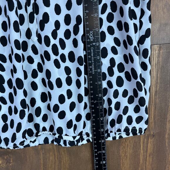 Ann Taylor LOFT Womens Blouse White Black Spots Polka Dot VNeck Tank Flowy M - Picture 5 of 10